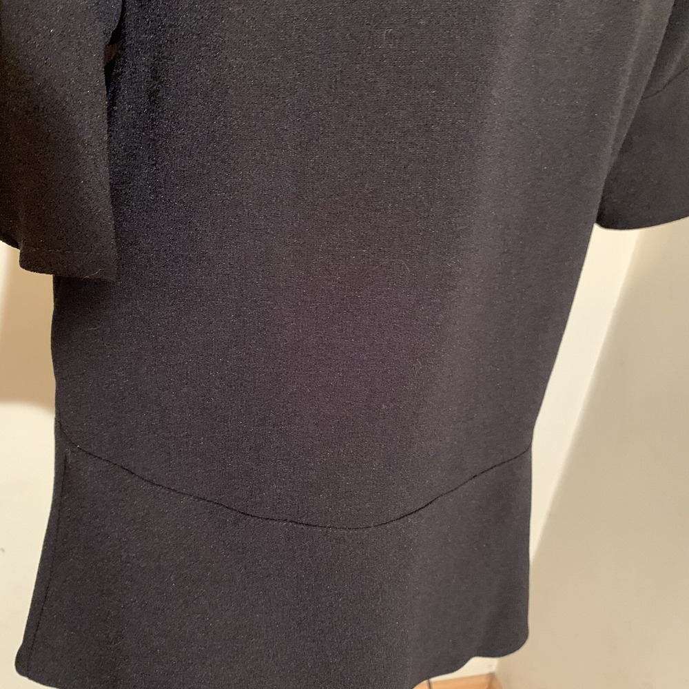 Madewell by J. Crew, Black Blouse, Short Bell Sleeves, Ruffle Hem, XS NWT - Picture 5 of 12